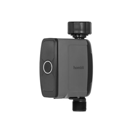 Watercontroller voor tuinbesproeiing met bluetooth bediening en waterverbruik meten geschikt voor buitengebruik met schroefdraad aansluiting en IP54 bescherming