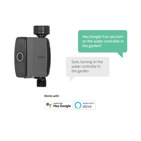 Watercontroller voor tuinbesproeiing met bluetooth bediening en waterverbruik meten geschikt voor buitengebruik met schroefdraad aansluiting en IP54 bescherming