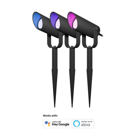 Smart Outdoor Spots voor tuin met Bluetooth Mesh en aparte spot bediening IP65 waterdicht aluminium behuizing drie spots uitbreidbaar tot zes spots
