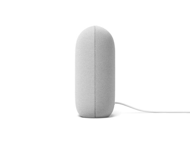 Slimme speaker voor Google Home met krachtige audio privacy schakelaar en stereo koppelbaar kunststof staand model chalk