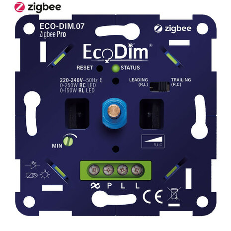 Smart Rotary Zigbee Dimmer voor inbouw met draaiknop en fase afsnijding functie
