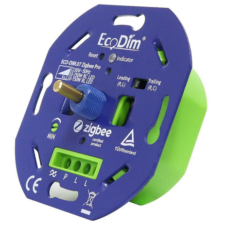Smart Rotary Zigbee Dimmer voor inbouw met draaiknop en fase afsnijding functie