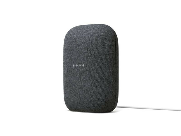 Slimme speaker voor gebruik met Google Home stereo koppeling en microfoon uitschakelaar charcoal kunststof staand