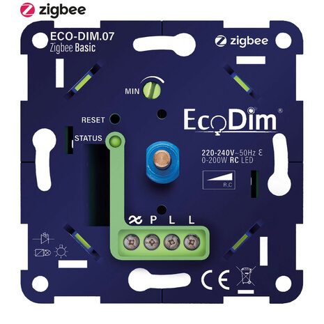 Smart Rotary Zigbee Dimmer voor inbouw met draaiknop geschikt voor led gloeilamp en halogeen maximaal 200 watt led vermogen blauw kunststof