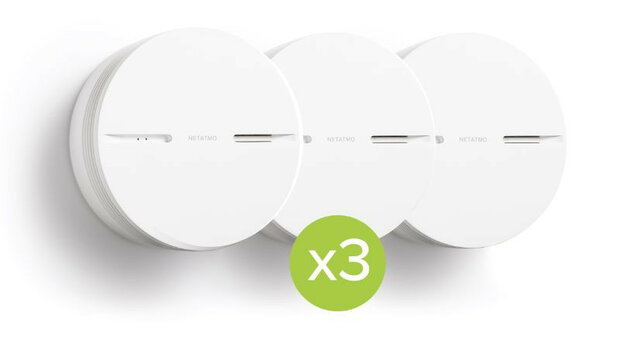 Slimme rookmelder voor woning met wifi verbinding lange batterijduur en sirene set van drie stuks wit kunststof