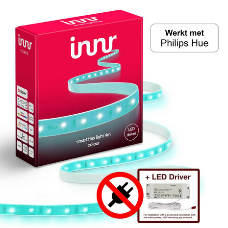 Slimme ledstrip voor binnenverlichting met Zigbee 3 0 en leddriver voeding kleur en wit licht 4 meter lang kunststof