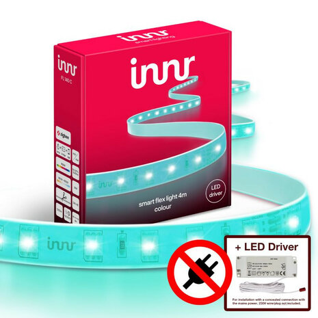 Slimme ledstrip voor binnenverlichting met Zigbee 3 0 en leddriver voeding kleur en wit licht 4 meter lang kunststof