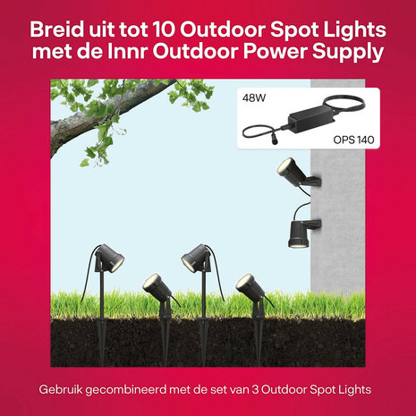 Buitenspot uitbreiding voor Innr OSL 132 C systeem met laagspanning en Zigbee communicatie
