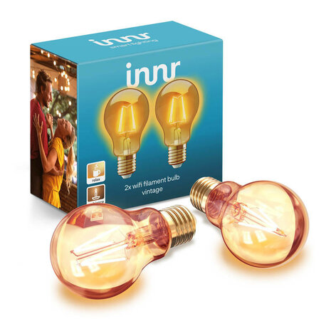 Filament lamp voor sfeerverlichting met wifi bediening grote fitting E27 dimbaar vintage stijl 2 pack