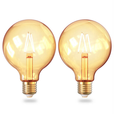Globe filament lamp voor wifi systeem met vintage lichtkleur en grote fitting E27 2 stuks