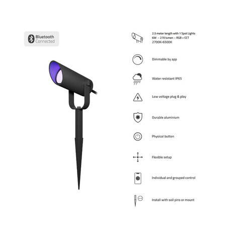 Smart Outdoor Spot uitbreiding buitenverlichting met Bluetooth Mesh en aluminium behuizing