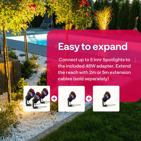 Spot voor buiten met Zigbee 3 aansluiting en 680 lumen lichtsterkte vaste fitting IP65 bescherming