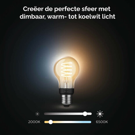 Filament lamp voor verlichting met Zigbee Bluetooth en variabele lichtkleur geschikt voor E27 fitting