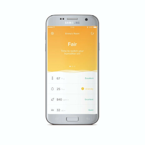Sensor voor binnenklimaat binnengebruik met WiFi app bediening meet CO2 temperatuur vochtigheid geluid