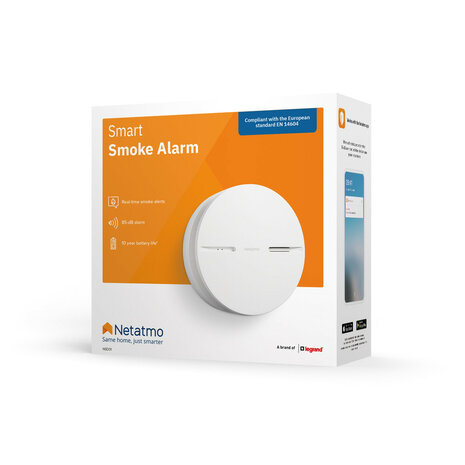 Slimme rookmelder voor woning met wifi verbinding en lange batterijduur set van 2 stuks wit kunststof