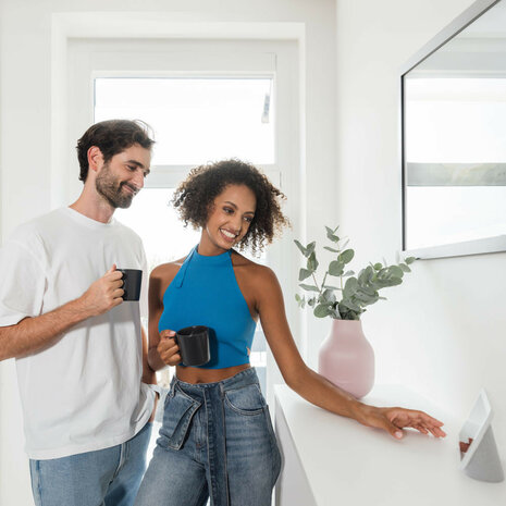Smart slot voor bestaande cilinder met bluetooth en matter ondersteuning wit kunststof batterijbediening