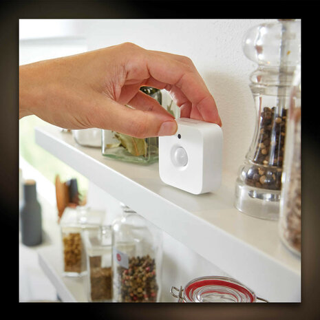 Bewegingssensor voor slimme verlichting met Zigbee 3 0 draadloze communicatie en daglichtsensor geschikt voor Philips Hue platform wit kunststof