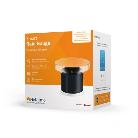 Regenmeter voor tuin met Netatmo systeem en automatische regenmeting in millimeter per uur met app integratie en draadloze communicatie