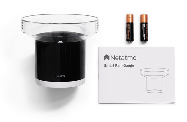 Regenmeter voor tuin met Netatmo systeem en automatische regenmeting in millimeter per uur met app integratie en draadloze communicatie