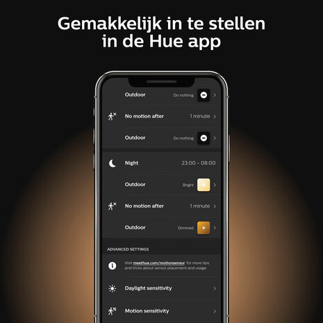 Bewegingssensor voor buitengebruik met Zigbee 3 0 communicatie en IP54 weerbestendig ontwerp voor Philips Hue systeem
