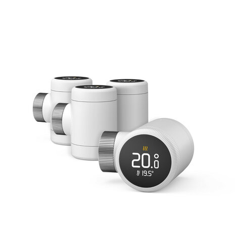 Slimme radiatorknop voor verwarming met draadloze bediening en temperatuurregeling compatible met Tado app en spraakassistenten wit kunststof