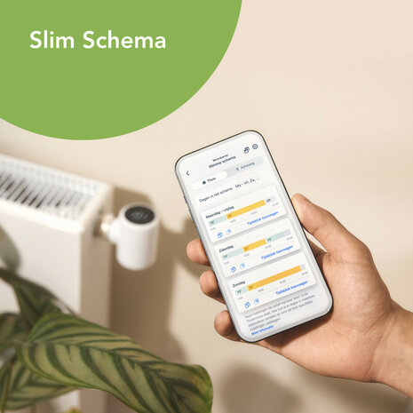 Slimme radiatorknop voor verwarming met draadloze bediening en temperatuurregeling compatible met Tado app en spraakassistenten wit kunststof
