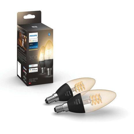 Filament lamp voor slimme verlichting met E14 fitting warm wit licht Bluetooth en Zigbee 2 stuks glas