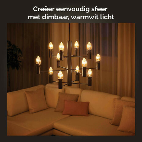 Filament lamp voor slimme verlichting met E14 fitting warm wit licht Bluetooth en Zigbee 2 stuks glas