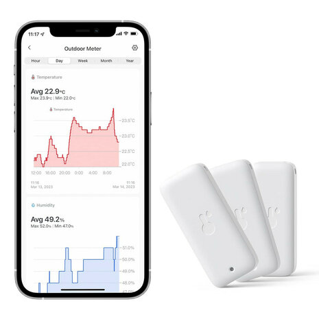 Switchbot slimme therm hygrometer voor binnen en buiten met hub 3 pack voor temperatuur en vochtigheidsmeting