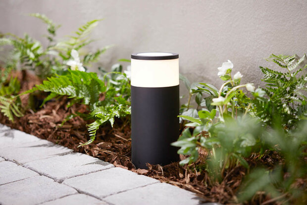 Sokkellamp voor buiten met Zigbee 3 0 en 16 miljoen kleuren laagspanning 24 volt zwart aluminium