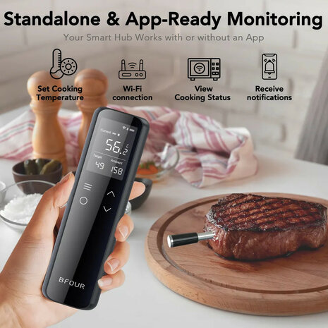 Thermometer voor barbecue met Wifi bereik en LCD display