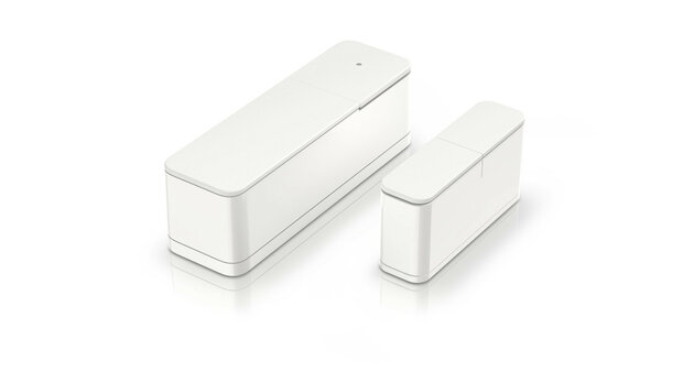 Deur raam sensor voor Bosch Smart Home systeem met trilling detectie en ge&iuml;ntegreerde knop wit kunststof Zigbee 3 0