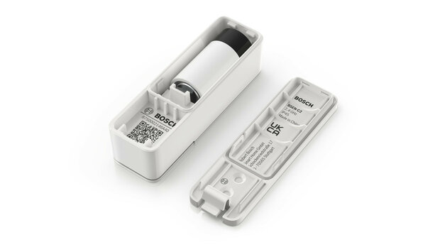 Deur raam sensor voor Bosch Smart Home systeem met trilling detectie en ge&iuml;ntegreerde knop wit kunststof Zigbee 3 0