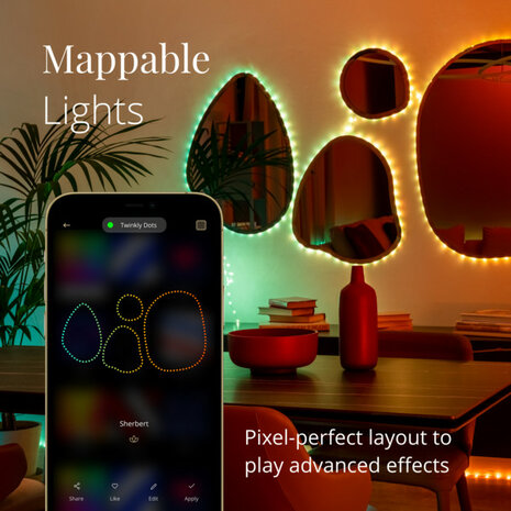 Draadloze feestverlichting Twinkly Smart Dots 400 voor binnen en buiten met RGB kleuren en bediening via smartphone app