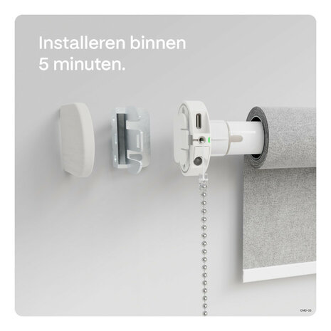 Rolgordijnmotor voor retrofit montage met Bluetooth bediening en app integratie wit plastic