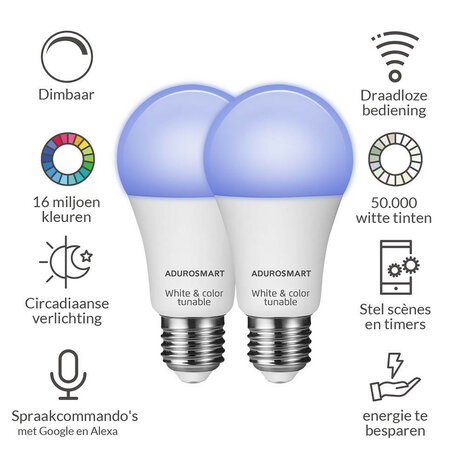 Starterset slimme verlichting binnen met Zigbee 3 0 Bridge en E27 RGB lampen