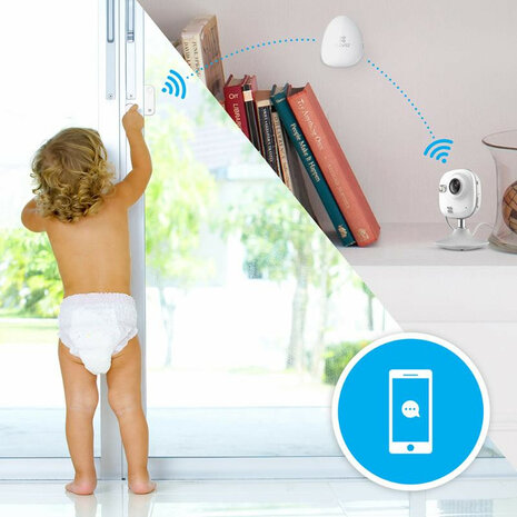 Deursensor en raamsensor voor Ezviz alarmsysteem met directe melding bij beweging van meer dan drie graden