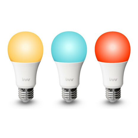 Kleur dimbare lamp voor Innr systeem binnen met app bediening en E27 fitting 3 stuks RGB wit licht