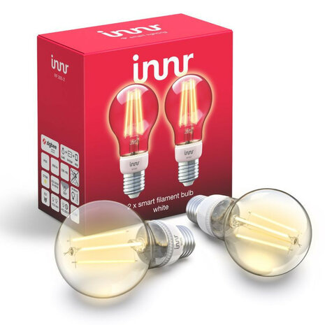 Filament lamp voor slimme verlichting met Zigbee traploos dimbaar E27 fitting warm wit licht 2700K kunststof 2 pack