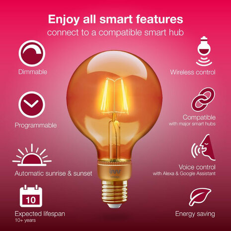 Filament Globe lamp voor Zigbee systemen met warm licht