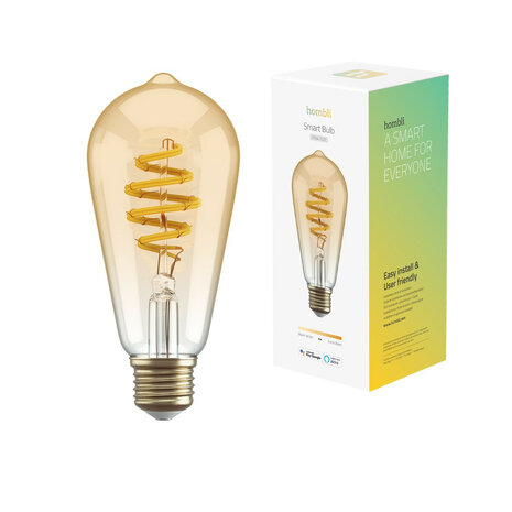 Slimme filament lamp voor binnenverlichting met wifi bediening en amberkleurig glas