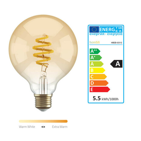 Smart lamp voor verlichting met wifi systeem en amberkleurige filament globe
