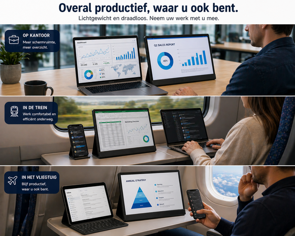 Draadloze Monitor 15,6 inch met Accu voor Laptop iPhone Android Zonder Kabels