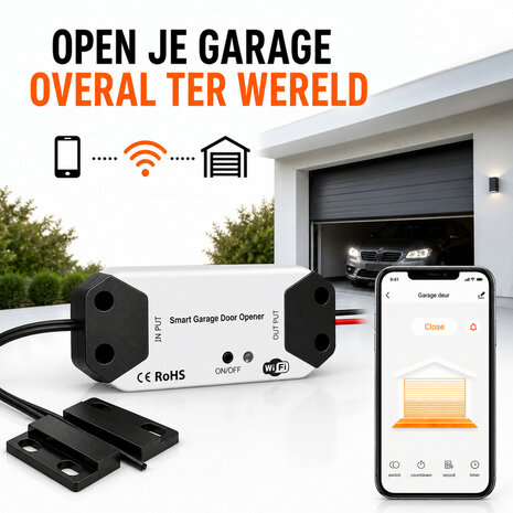 Garagedeur opener voor bestaande aandrijving met wifi bediening en spraakbesturing