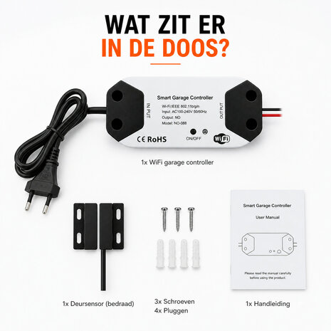 Garagedeur opener voor bestaande aandrijving met wifi bediening en spraakbesturing