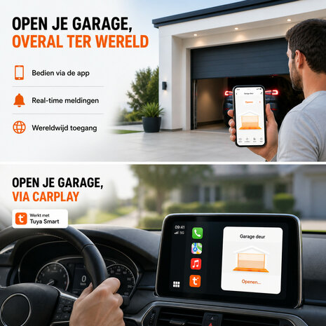 Garagedeur opener voor bestaande aandrijving met wifi bediening en spraakbesturing