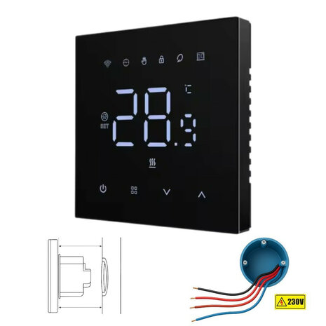 Wifi inbouw thermostaat voor centrale verwarming met touchscreen app en spraakbediening