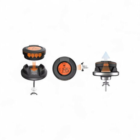 Thermom&egrave;tre Kamado avec temp&eacute;rature en d&ocirc;me et 2 sondes pour la mesure du c&oelig;ur