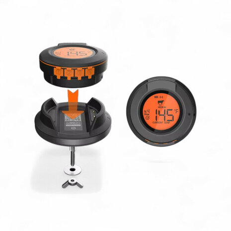 Thermom&egrave;tre Kamado avec temp&eacute;rature en d&ocirc;me et 2 sondes pour la mesure du c&oelig;ur