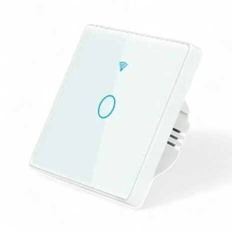 Smart WiFi Touch Lichtschakelaar voor domotica systeem zonder nuldraad met gehard glazen paneel